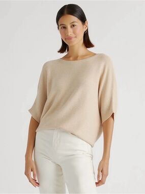 Quince lightweight cotton cashmere link-stitch dolman sweater